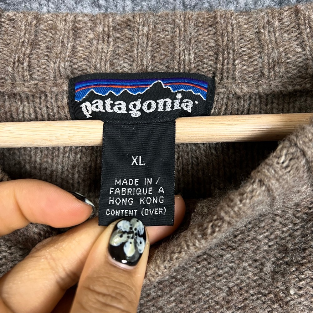 Vintage Patagonia Crewneck Sweater Mens XL Brown Good Striped Wool - Picture 8 of 10
